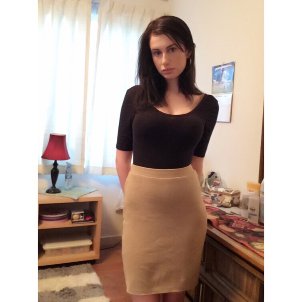 AA camel color pencil skirt